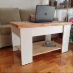 Mesa Ratona Elevable y Extensible en paraíso natural combinado con melamina blanca - Image 2